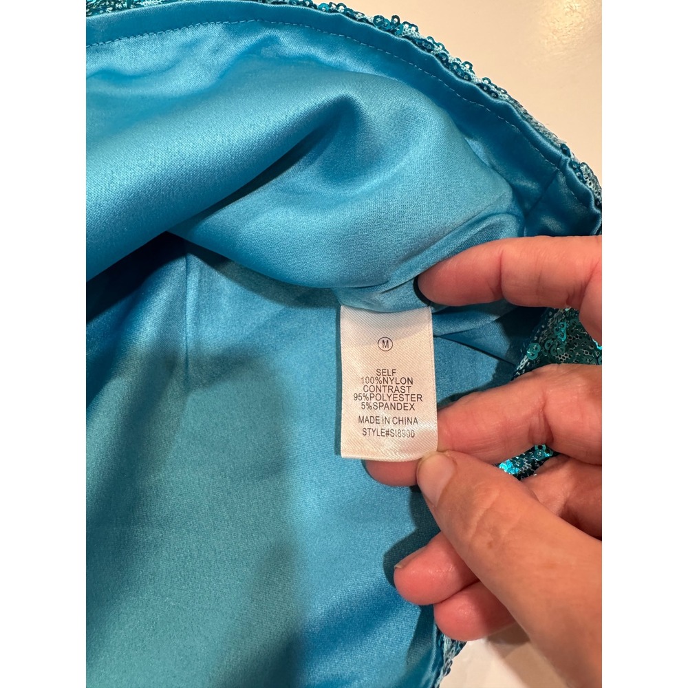 Fashion Nova Like To Party Sequin Mini Skirt Turquoise Blue Sparkly Size M NEW - Picture 4 of 12